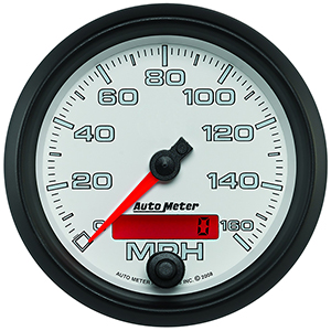 AutoMeter 19589 Pro-Cycle 3-3/8" Air-Core Electric Programmable Speedometer, 0-160 MPH, White