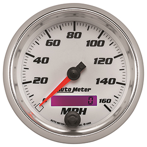 AutoMeter 19789 Pro-Cycle 3-3/8" Air-Core Electric Programmable Speedometer, 0-160 MPH, White