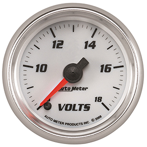 AutoMeter 19792 Pro-Cycle 2-1/16" Digital Stepper Motor Voltmeter Gauge, 8-18V, White