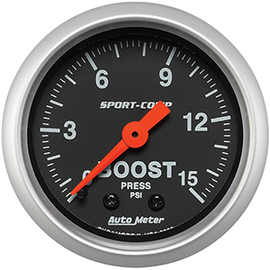 AutoMeter 3302 Sport-Comp Mechanical 2-1/16" Boost Gauge, 0-15 PSI