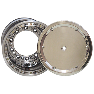 Weld Wide 5 HS Racing Wheel, 15" x 10", 3" BS, Beadlock, Polished Dzus Cover, Polished